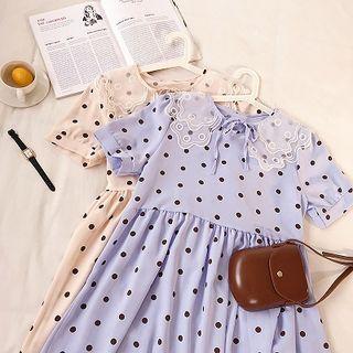 Polka Dot Peter-pan Collar Short-sleeve Dress