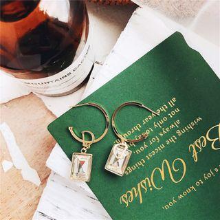 Rhinestone Letter D Dangle Earring 1 Pair - 925 Silver - Gold - One Size