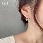 Faux Pearl Rhinestone Bow Swing Earring 1 Pair - Gold - One Size