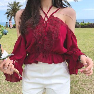 Cold-shoulder Cropped Blouse