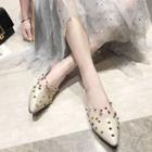 Pointed Studded Transparent-panel Flat Sandals