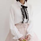 Lace-trim Chiffon Blouse With Tie