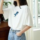 Dinosaur Embroidered Short-sleeve T-shirt White - One Size
