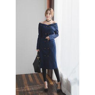 Off-shoulder Double-breasted Jacket