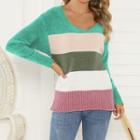 Contrast Color V-neck Sweater