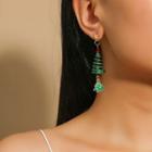 Christmas Tree Asymmetrical Alloy Dangle Earring 1 Pair - Asymmetric - Gold & Green - One Size