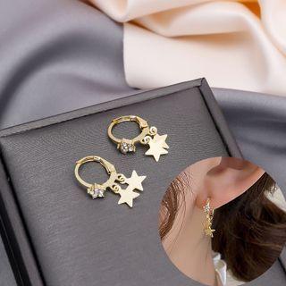 Cz Star Drop Earring E3229 - 1 Pair - Gold - One Size