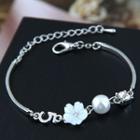 Faux Pearl Flower Bracelet Silver - One Size