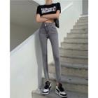 Asymmetrical-waistline Cutout Skinny Jeans