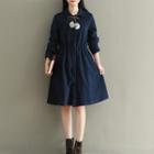 Pomp Detail Plain Coatdress