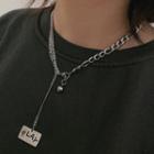 Lettering Tag Pendant Stainless Steel Necklace Silver - One Size