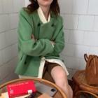 Long-sleeve Plain Shirt / Double-breasted Jacket / Wide Leg Dress Shorts