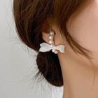Faux Pearl Bow Chiffon Earring 1 Pair - A - White - One Size