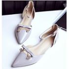 Bow T-strap Pointy Toe Patent Flats