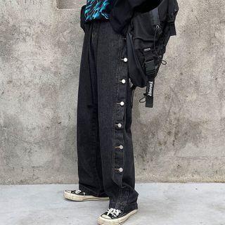 Button-side Wide-leg Pant
