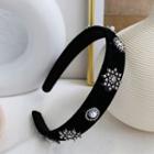 Rhinestone Velvet Headband As Shown In Figure - One Size