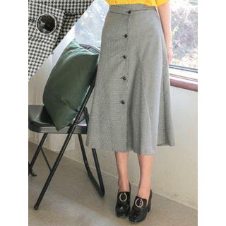 Button-down Midi Check Skirt