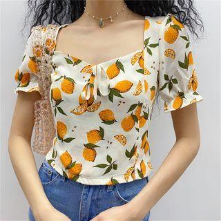 Lemon-print Corp Top