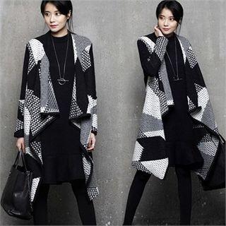 Draped Front Wool Blend Cardigan Black - One Size