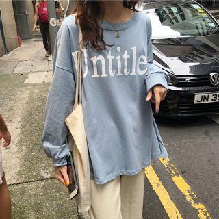 Side-slit Lettering Sweatshirt
