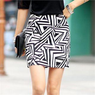 Patterned Mini Skirt White - M