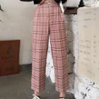 Cropped Plaid Straight Fit Pants