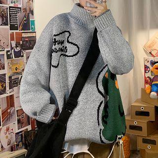 Turtleneck Monster Jacquard Sweater