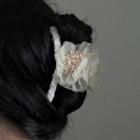 Flower Fabric Hair Clamp 2258a - Fiber Flower - Hair Clamp - White - One Size