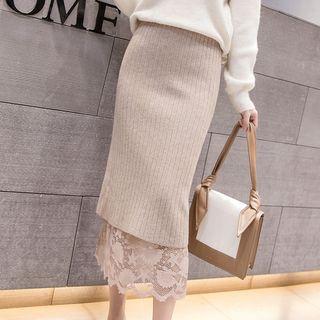 Lace Sheath Knit Skirt