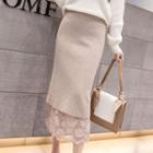 Lace Sheath Knit Skirt