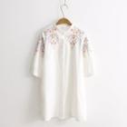 Elbow-sleeve Embroidery Long Blouse