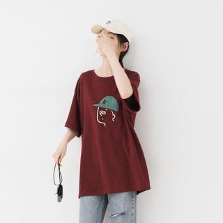 Short-sleeve Printed T-shirt Red - One Size
