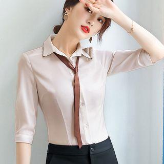 Elbow-sleeve Dress Shirt / Dress Pants / Mini Pencil Skirt