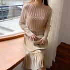 Textured Velvet-hem Long Dress