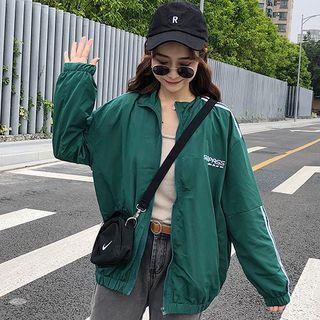 Lettering Zip Jacket Green - One Size