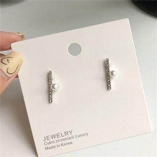 Rhinestone Bar Earring 1 Pair - Stud Earring - One Size