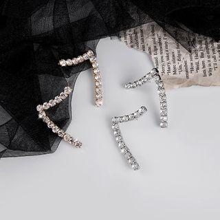 Rhinestone L Shape Earring