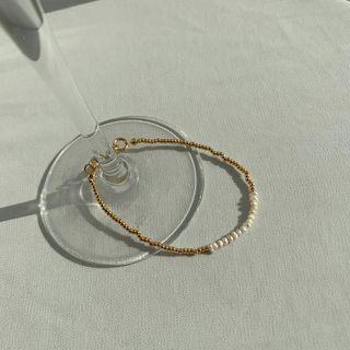 Faux-pearl Accent Beaded Bracelet Gold - One Size