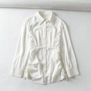Long-sleeve Side-drawcord Dress