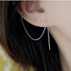 925 Sterling Silver Chain & Bar Earring 1 Pc - As Shown In Figure - One Size