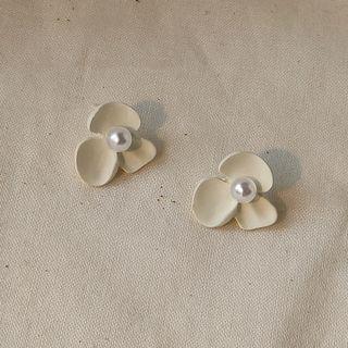 Flower Faux Pearl Earring 1 Pair - 1646 - White - One Size