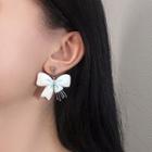 Bow Acrylic Dangle Earring Stud Earring - 1 Pair - Silver Stud - White - One Size