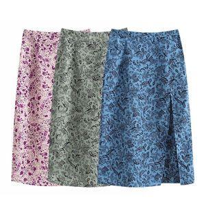 Print Slit Pencil Skirt