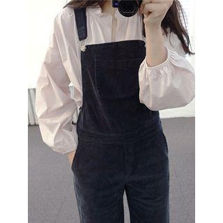 Frilled-collar Puff-sleeve Top