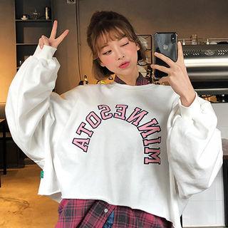 Minesota Printed Cropped Over-fit Sweatshirt