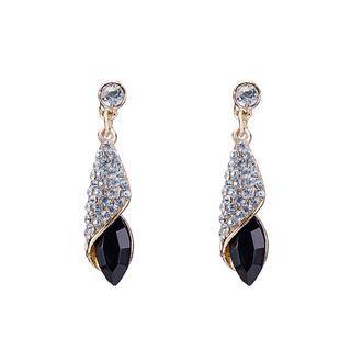 Fashion And Elegant Plated Gold Water Drop Earrings With Black Cubic Zircon Golden - One Size