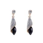 Fashion And Elegant Plated Gold Water Drop Earrings With Black Cubic Zircon Golden - One Size
