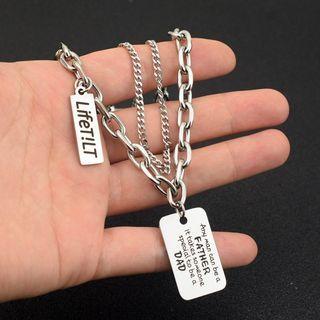Pendant Layered Chain Necklace 1348 - Silver - One Size