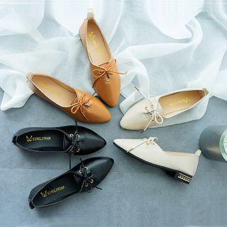 Low-heel Pointed Oxford Shoes
