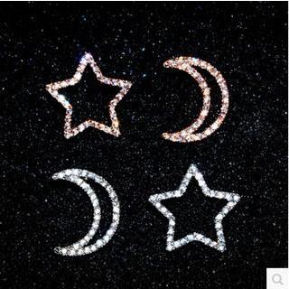 Sterling Silver Crystal Star & Moon Earrings